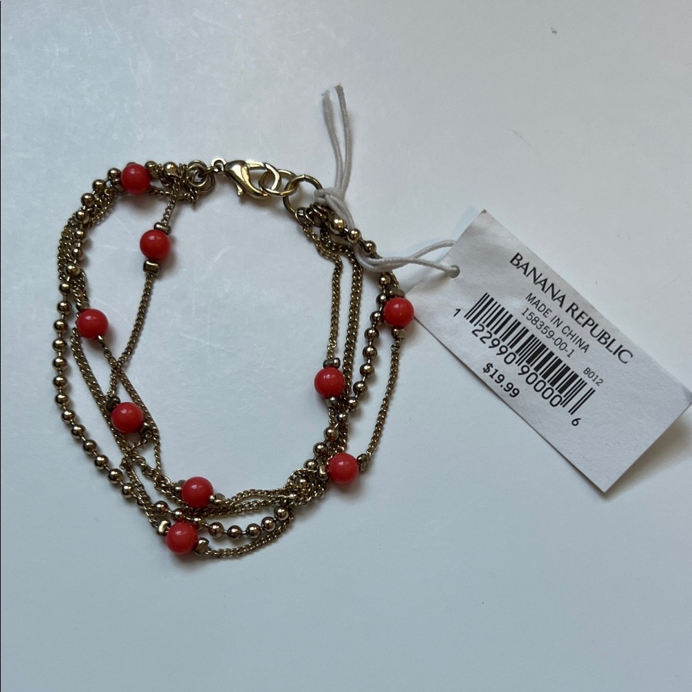 NWT Banana Republic Factory Multi-Chain Gold and Coral Bracelet